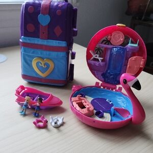 polly pocket flamingo and playcation beach vibe mattel
